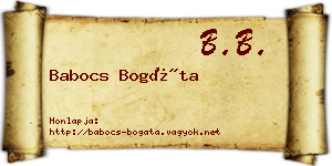 Babocs Bogáta névjegykártya